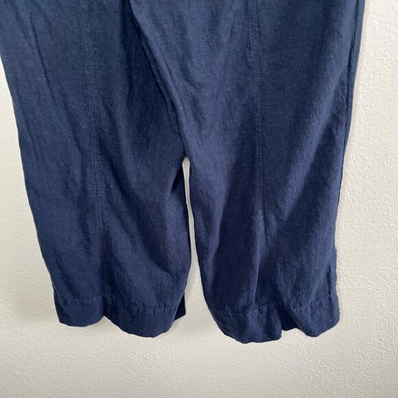 Nic+Zoe Womens Navy Blue Organic Linen Rumba Park Wide-Leg Crop Pant 12 - Picture 5 of 15